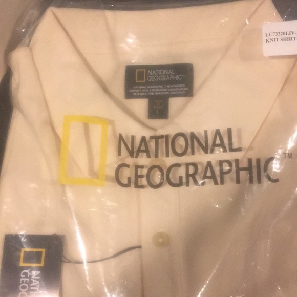 National Geographic Ivory Men’s Polo Shirt Large - Picture 4 of 5